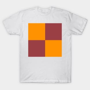 Fire Orange and Red Checkerboard Pattern T-Shirt